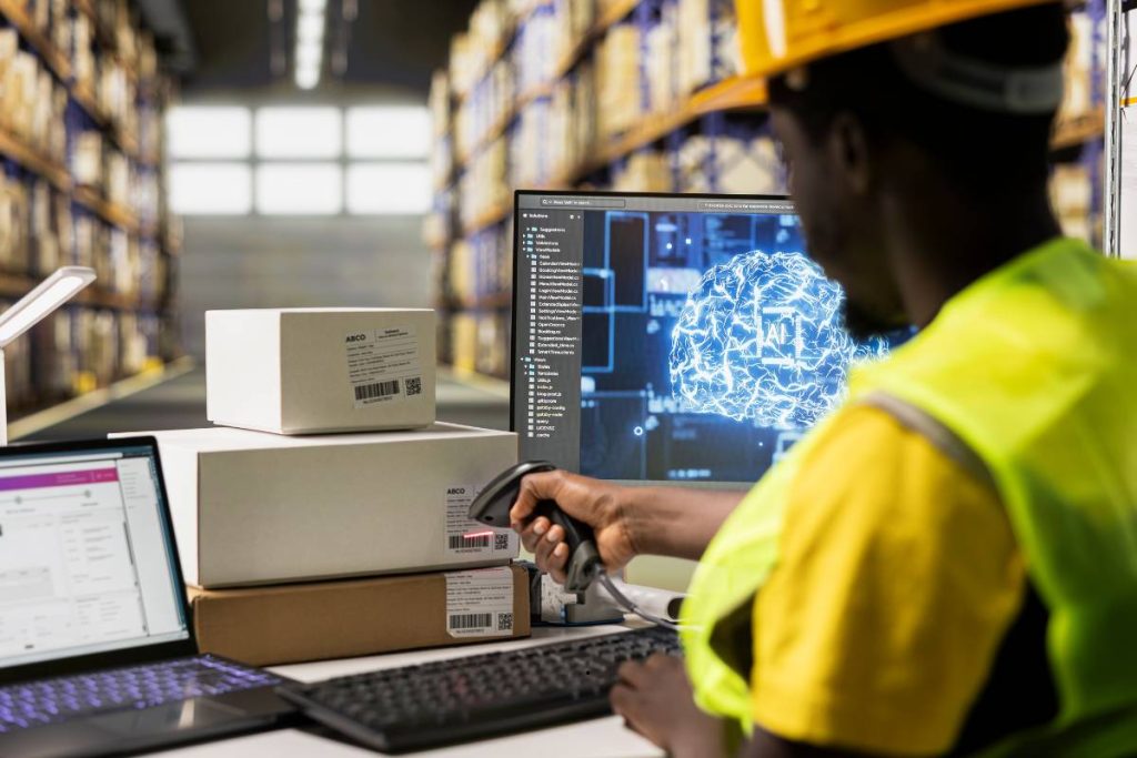 Smart warehousing trends India showing RFID readers and automated systems in logistics facility