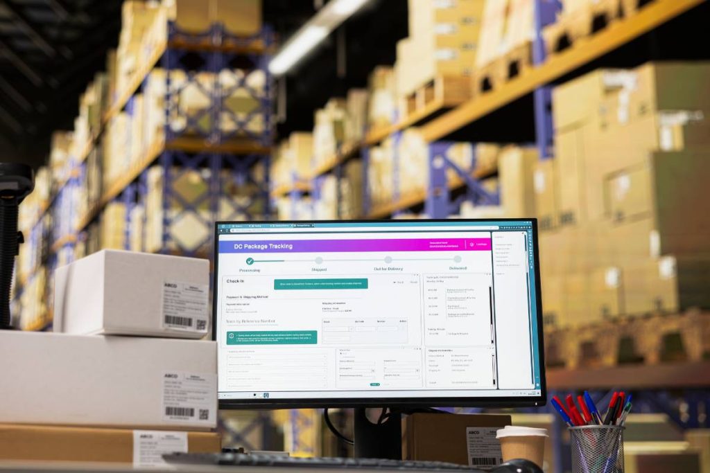 Automated warehouse management RFID control center with live inventory tracking dashboard
