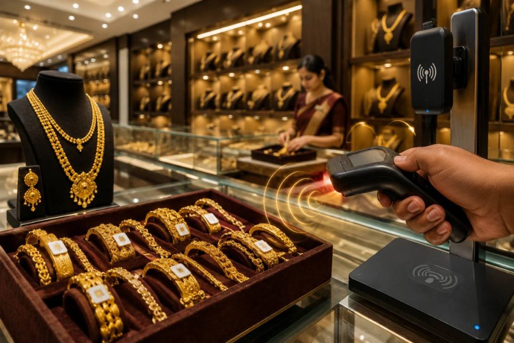 Jewelry theft prevention RFID system for monitoring high-value jewellery inventory and retail security