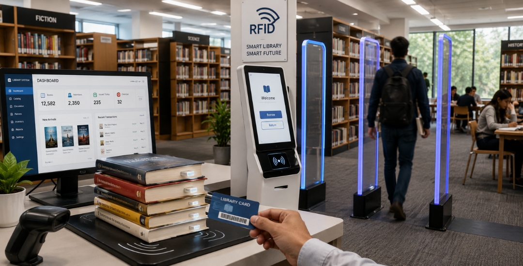 RFID library management system India 2026 for automated book circulation and inventory management