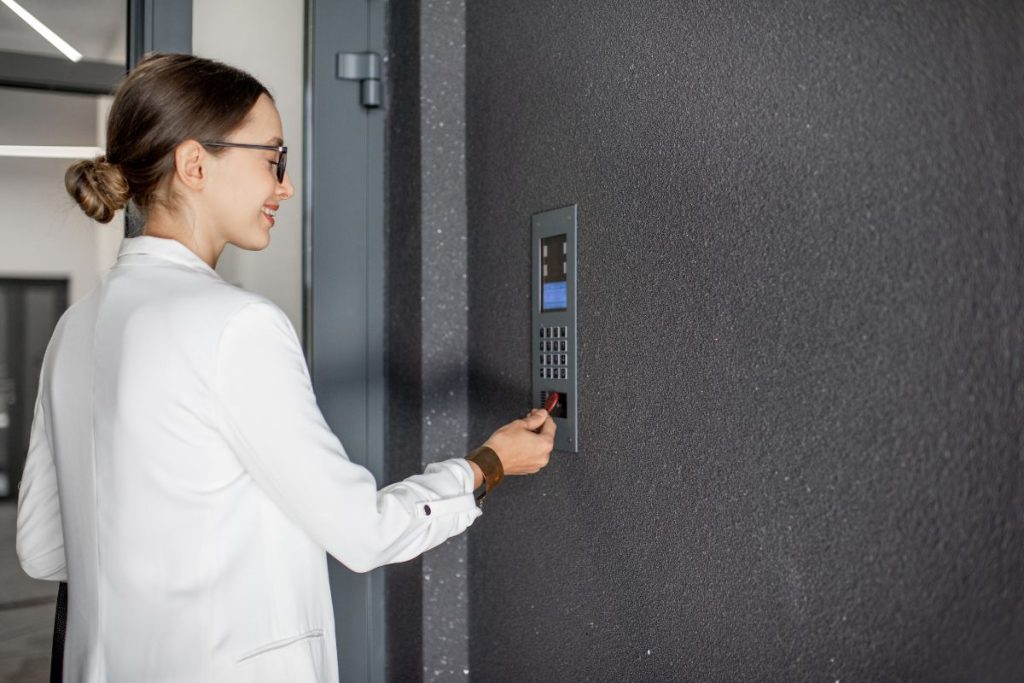 This image represents smart office entry system RFID allowing employees to enter workplaces securely through automated RFID authentication.